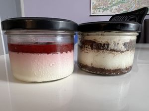 Panna cotta and tiramisu   at Pizza Bertoldi in Prague