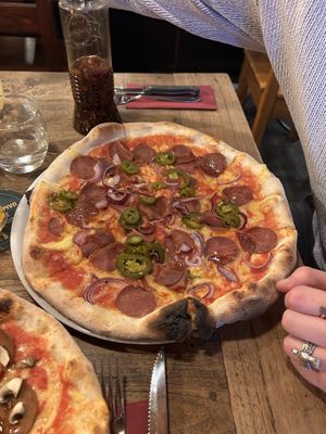 Vegan salami pizza   at Pizza Bertoldi in Prague