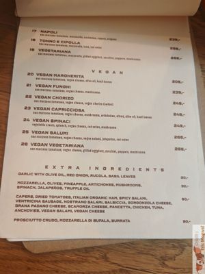 Vegan pizza at Pizza Bertoldi in Prague