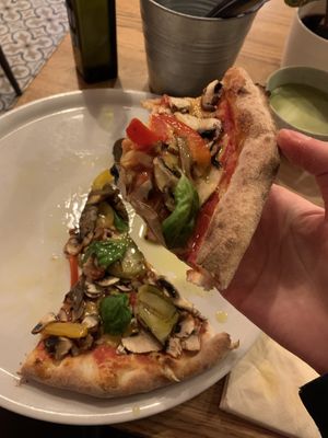 Presliced and delicious with olive oil   at Pizza Bertoldi in Prague