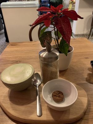 Matcha latte with oat milk   at Pizza Bertoldi in Prague