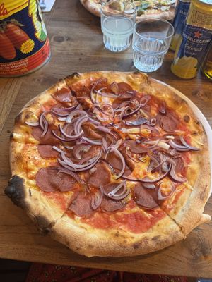Yummy vegan pepperoni pizza 😍  at Pizza Bertoldi in Prague