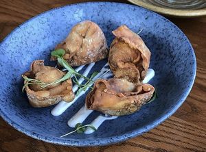 Butternut pumpkin wontons  at Midnight Shanghai in Christchurch