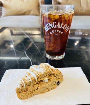 Blueberry lemon scone and cold brew   at Bungalow Coffee Co in Las Vegas