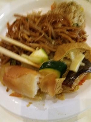 Noodles and rice at Divine Realm Vegie Delight in Point Cook