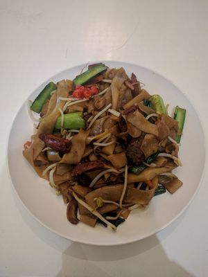 Stir-fried rice noodles with fresh chilli from the made to order menu. $10. at Divine Realm Vegie Delight in Point Cook