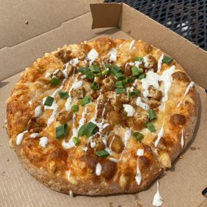 9" Small Hand-Tossed Vegan Buffalo Chicken-less Topper  at Toppers Pizza in Mission