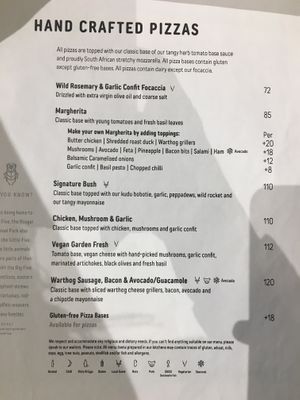 Pizza at Kruger 3638 Station in Skukuza