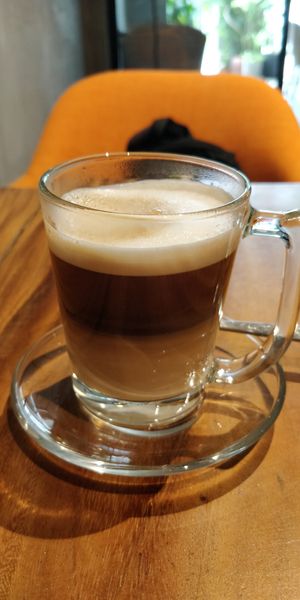 Cafe latte, but the milk tasted canned. No good. 🙅🏻 at Element Vegetarian in Phnom Penh