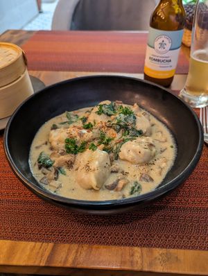 Creamy dumplings at Element Vegetarian in Phnom Penh
