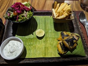 Vegan fish and chips at Element Vegetarian in Phnom Penh