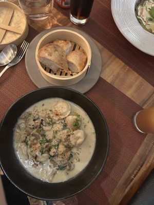 Creamy dumplings  at Element Vegetarian in Phnom Penh