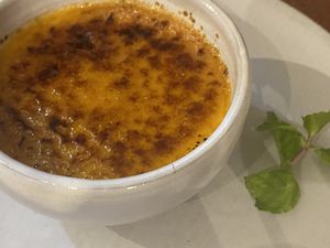 Passion fruit creme brule  at Element Vegetarian in Phnom Penh