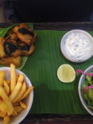 Jackfruit fish & chips at Element Vegetarian in Phnom Penh