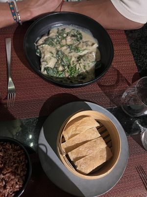 Creamy mushroom dumplings   at Element Vegetarian in Phnom Penh