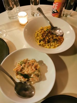 Jerk mac and cheese, potato salad at Cadence in New York City