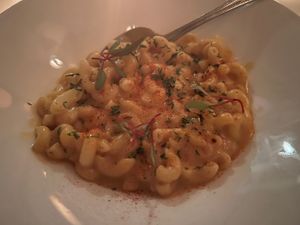 Mac and cheese. Soupy and kind of tasteless   at Cadence in New York City