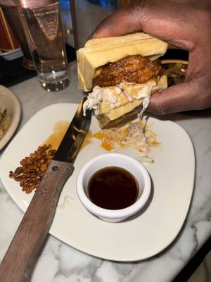 Nashville hot chicken sandwich which  at Cadence in New York City