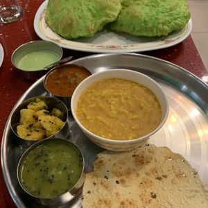 One of the thali options at Khana Khazana in Bangkok