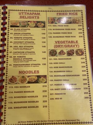 Menu at Khana Khazana in Bangkok