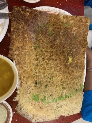 Mint Rawa Masala Dosa (with no mint just a green streak of god knows what) at Khana Khazana in Bangkok