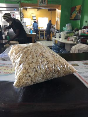 My beloved Rasta popcorn!  at Uca's Kitchen & Rastafarian Cultural Center in St Croix
