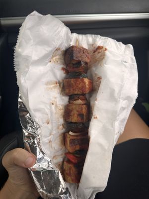 Tofu kebab  at Uca's Kitchen & Rastafarian Cultural Center in St Croix