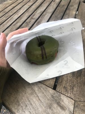 Matcha donut filled with red bean and vegan butter JPY 480 at 2foods - Ark Hills in Tokyo