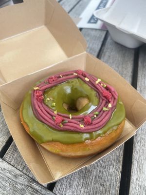 “Matcha framboise” doughnut  at 2foods - Ark Hills in Tokyo