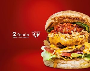 Original Spicy Burger - It is made with a juicy original plant-based patty with a rich flavor and spicy aroma. at 2foods - Ark Hills in Tokyo