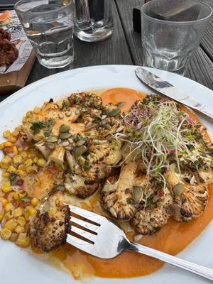 Cauliflower Steak. The presentation was a good as the food    at Monsoon Restaurant at Rainforest in Franz Josef Waiau