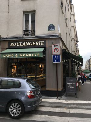 Outside the bakery  at Land & Monkeys - Pernety in Paris