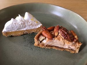 Lemon meringue and maple pecan tartelettes at Land & Monkeys - Pernety in Paris