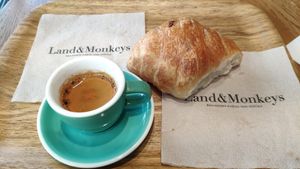 Coffee and Croissant at Land & Monkeys - Pernety in Paris