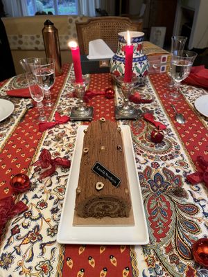 Hazelnut praline Yule log   at Land & Monkeys - Pernety in Paris