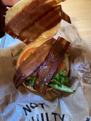 BLT sandwich made with La Vie bacon at Land & Monkeys - Pernety in Paris
