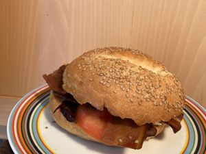 Their recent addition, the BLT bagel - I am obsessed with it  at Land & Monkeys - Pernety in Paris