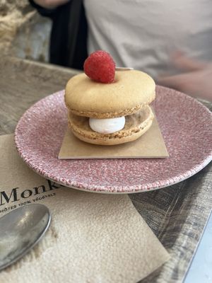 Vanilla and raspberry macaron  at Land & Monkeys - Pernety in Paris