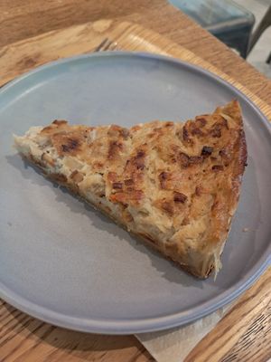 Quiche lorraine, all vegan at Land & Monkeys - Pernety in Paris