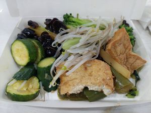Selected veggies with rice apart total $ 100 at Shou-Yu Vegetarian Buffet in Kaohsiung