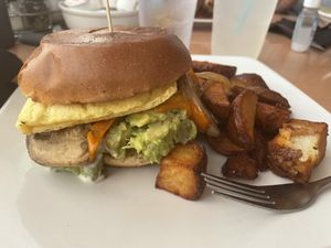 Sunrise vegan breakfast sandwich   at Berry Fresh Cafe in Stuart