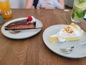 Raspberry chocolate tarte and lemon tarte at Coffea in Berlin
