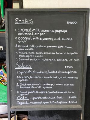 Shakes & salad menu. at Juice For Life in Puerto Viejo De Talamanca