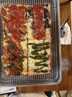 the Vegan Quattro pizzaa  at Underground Pizza Company in Baltimore