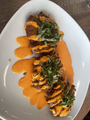 Zucchini and corn fritters   at PiANTA in Providence