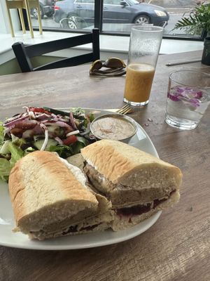 Thanksgiving sandwich & Thai iced tea  at PiANTA in Providence