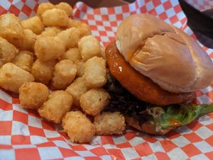 Nashville hot chickpea sandwich at Off Broadway Taproom in Madison