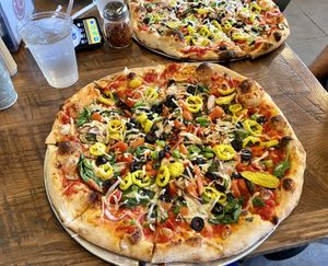 Wood-fired pizza with all the veggie options and violife mozzarella  at dO wood fired in Irwin