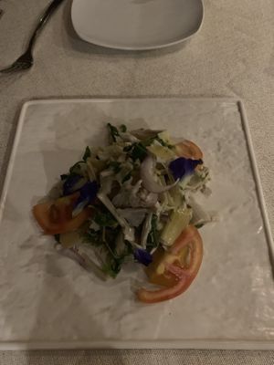 Banana heart salad- lots of spiny bits in it  at Alive! Cuisine in Lipa City