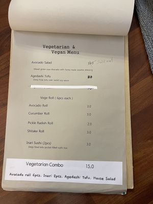 Vegetarian and vegan menu  at Sushi Chungjeon 초밥충전 in Jeju